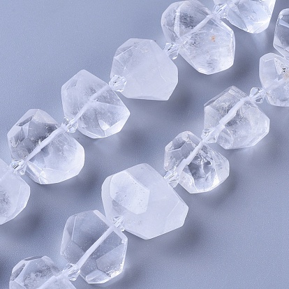 Naturelles cristal de quartz brins de perles, cristal de roche, facette, nuggets