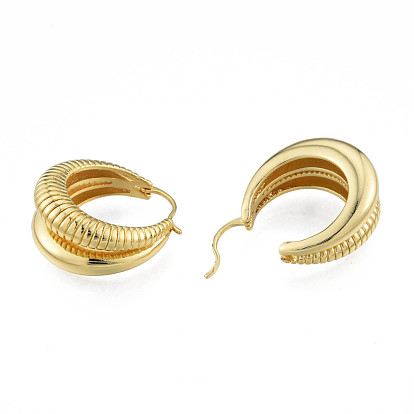 Brass Teardrop Chunky Hoop Earrings for Women, Nickel Free