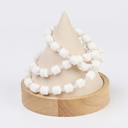 Wood Necklace Displays, with Faux Suede, Cone Shaped Display Stands