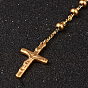 201 Stainless Steel Rosary Bead Necklaces, with Cross Pendant, For Easter
