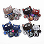 Double Cat Enamel Pin, Animal Alloy Brooch with Stickers for Backpack Clothes, Electrophoresis Black, Nickel Free & Lead Free