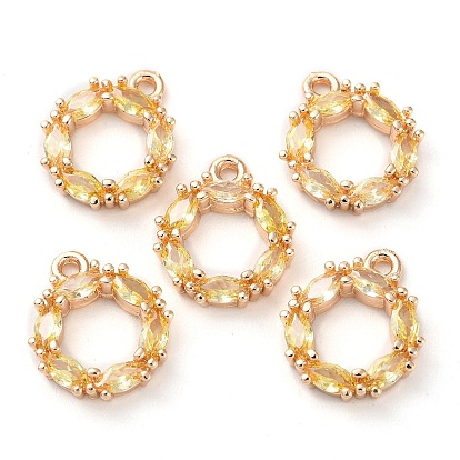 K 9 pendentifs en verre, avec des conclusions de laiton doré clair, charmes d'anneau