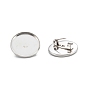 304 Stainless Steel Brooch Cabochon Settings, Flat Round