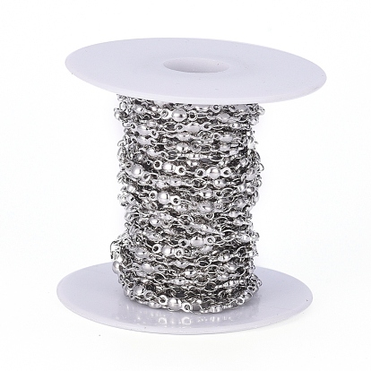304 Stainless Steel Link Chains, with Spool, Soldered, Flat Round