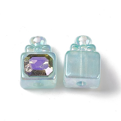 Placage uv perles acryliques irisées arc-en-ciel, avec de la poudre de paillettes, bouteille de parfum