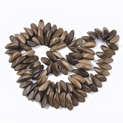 Undyed & Natural Wenge Wood Beads Strands, Waxed, Oblique Cylinder