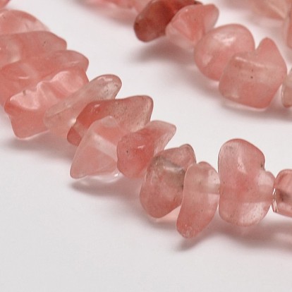 Perles cerise aux pépites de verre de quartz brins, 3~8x3~8mm, Trou: 1mm, environ 34 pouce