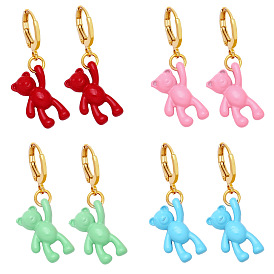 Sweet and Cool Retro Candy-colored Bear Earrings for Women - ERZ04
