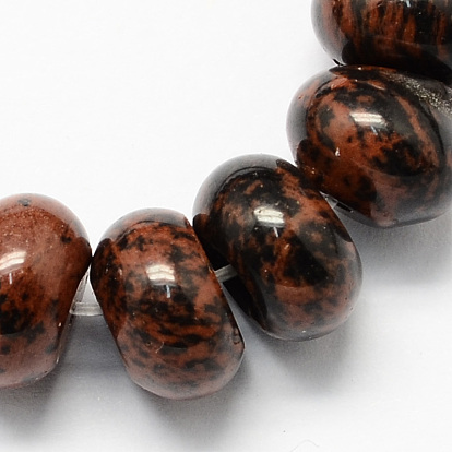 Natural Mahogany Obsidian Beads Strands, Rondelle Shaped