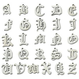 201 Stainless Steel Pendants, Stainless Steel Color, Old Initial Letters Charms