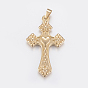 Ion Plating(IP) 304 Stainless Steel Big Pendants, Cross with Heart