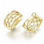 Brass Micro Pave Clear Cubic Zirconia Cuff Earrings, Nickel Free, Hollow