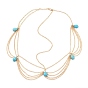 Bandeau de chaîne de tête en métal de mode pour femmes, pompon de chaîne de trottoir de fer bandeaux, avec des perles acryliques imitation turquoise, 20.8 pouce