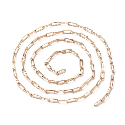 Chaînes trombones en laiton soudé, chaînes de câble allongées étirées, plaqué longue durée, réel 18 k plaqué or, avec bobine