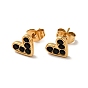 Heart 304 Stainless Steel Rhinestone Stud Earrings, 316 Surgical Stainless Steel Pin Ear Studs, with Ear Nuts