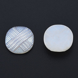 ABS Plastic Imitation Pearl Cabochons, Flat Round