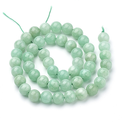 Perles de jade du Myanmar naturel / jade birmane, ronde, teint