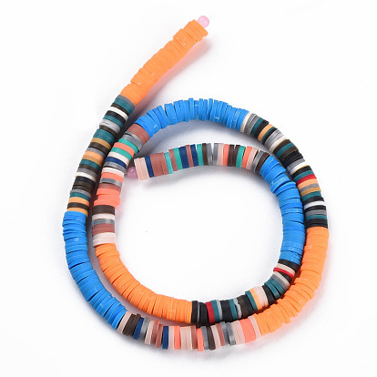Handmade Polymer Clay Bead Strands, Heishi Beads, Disc/Flat Round