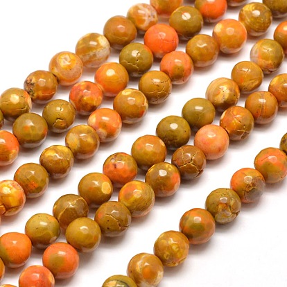 Dyed Natural Agate Faceted Round Beads Strands, 8mm, Hole: 1mm, about 48pcs/strand, 14.5 inch