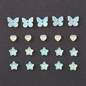 20Pcs 3 Style Electroplate Glass Beads, Frosted, Star & Butterfly & Heart