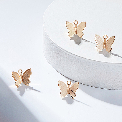 Brass Charms, Real 18K Gold Plated, Butterfly