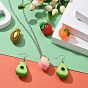 20Pcs 10 Style Resin Pendants, with Platinum Tone Iron Loops, Imitation Fruit, Peach & Durian & Pineapple & Avocado & Mango & Strawberry & Orange & Apple & Pomegranate