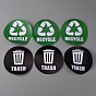 6Pcs 2 Styles PVC Garbage Recycle Trash sign stickers, Waterproof Garbage Classification Decals for Kitchen, Home Necessity, Round