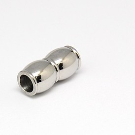 304 Stainless Steel Magnetic Clasps with Glue-in Ends, Barrel, 18x8.5mm, Hole: 5mm