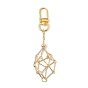 Brass Macrame Pouch Stone Holder Pendant Decoration, with Bullet Shape Natural Mixed Gemstone and Alloy Swivel Clasps