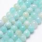 Faceted Natural Agate Beads Strands, Dyed & Heated, Round, Grade A