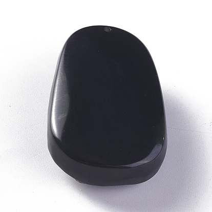 Natural Obsidian Pendants, Oval with Tiger