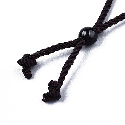 Natural Quartz Crystal Pendant Necklaces, Slider Necklaces, with Random Color Polyester Cords, Nuggets