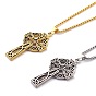 Titanium Steel Claddagh Cross Pendant Necklaces, with Box Chains