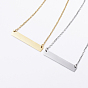 304 Stainless Steel Pendant Necklaces, Rectangle