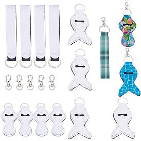 GORGECRAFT DIY Keychain Clasps, with Sublimation Blank MDF Hand Sanitizer Keychain Holders and Alloy Swivel Lobster Claw Clasps, Mixed Shapes