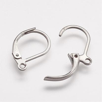 316 Surgical Stainless Steel Leverback Earring Findings, with Loop