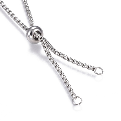 Colliers réglables à glissière en acier inoxydable 304, avec des chaînes de la boîte et des perles de bouchon de curseur