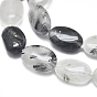 Brins de perles en quartz tourmaliné natura / quartz rutile noir, ovale