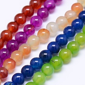 Perles rondes en agate naturelle brin, teint, 8mm, Trou: 1mm, Environ 48 pcs/chapelet, 15.55 pouce