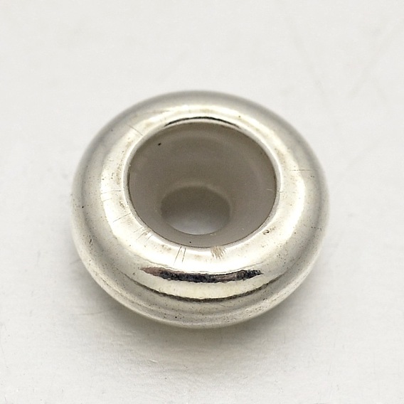 Стерлингового серебра бисера Rondelle, 8x3 мм, отверстие : 3 мм