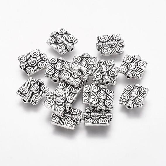 Tibetan Style Alloy Rectangle Beads, Lead Free & Cadmium Free, 10mm wide, 12mm long, 3mm thick, hole: 1mm