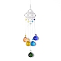 Crystals Chandelier Suncatchers Prisms Chakra Hanging Pendant, with Iron Cable Chains & Links, Glass Beads and Rhinestone, Rhombus