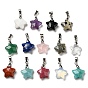 Mixed Gemstone Star Charms with Platinum Plated Brass Snap on Bails