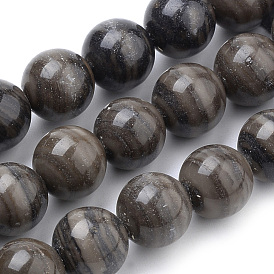 Natural Wood Lace Stone Beads Strands, Round