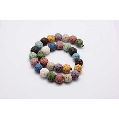 Natural Lava Rock Bead Strands, Dyed, Round
