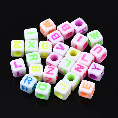 Craft Style Acrylic Beads, Cube, Mixed Color