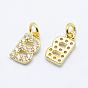 Brass Micro Pave Grade AAA Cubic Zirconia Charms, Letter B, Cadmium Free & Nickel Free & Lead Free