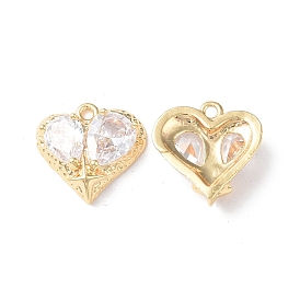 Brass Charms, with Glass, Heart Charm