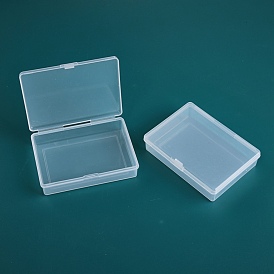 Récipients de perle en plastique transparent, avec couvercles à charnière, rectangle