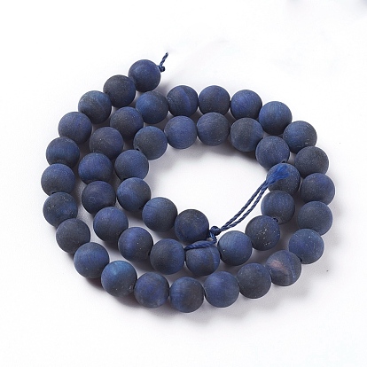Natural Tiger Eye Beads Strands, Dyed & Heated , Frosted, Round